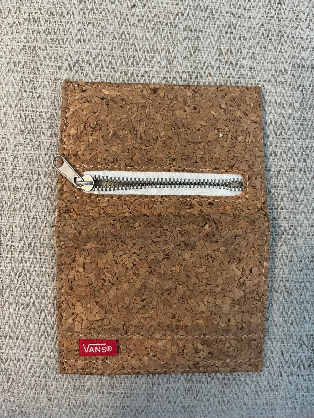 Vans bifold cork wallet logo tag zipper pocket